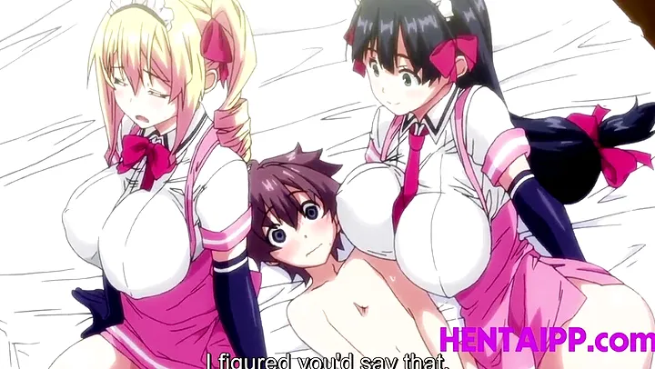 Two busty babes can't resist a virgin's cock - Uncensored hentai