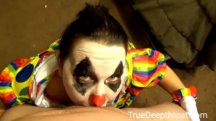 Clown Gets Rough Deepthroat Facefuck until CUM down Throat!